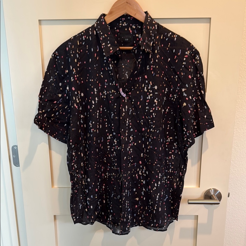 Club Monaco Black and Multicolor Patterned Shirt
